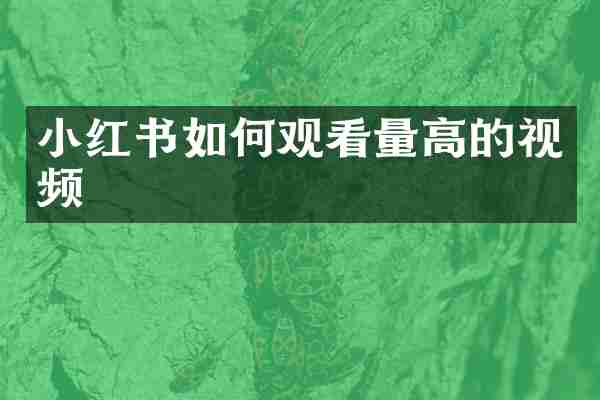 小红书如何观看量高的视频