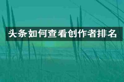 头条如何查看创作者排名