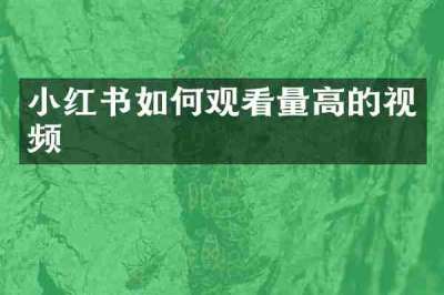 小红书如何观看量高的视频