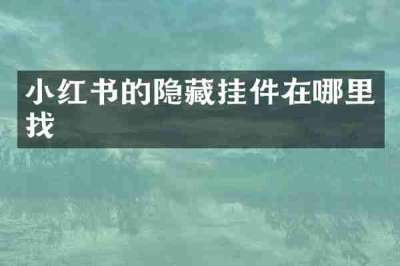 小红书的隐藏挂件在哪里找