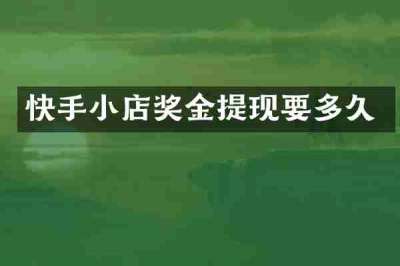 快手小店奖金提现要多久