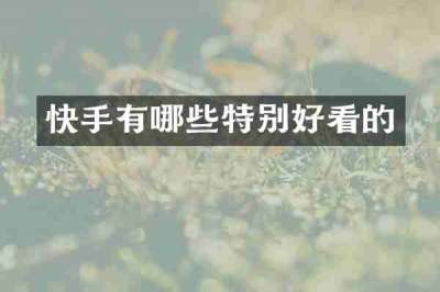 快手有哪些特别好看的