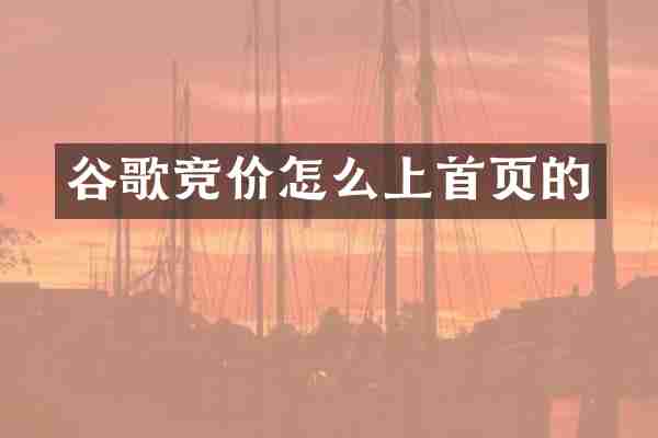 谷歌竞价怎么上首页的