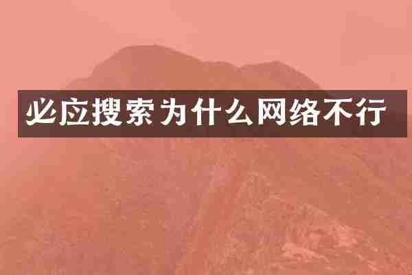 必应搜索为什么网络不行