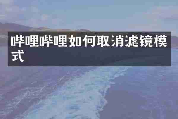 哔哩哔哩如何取消滤镜模式