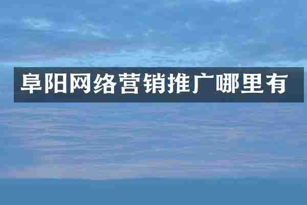 阜阳网络营销推广哪里有
