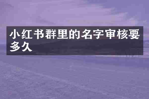 小红书群里的名字审核要多久