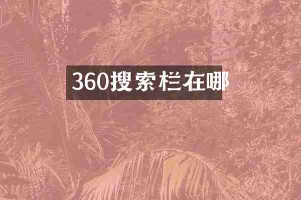 360搜索栏在哪