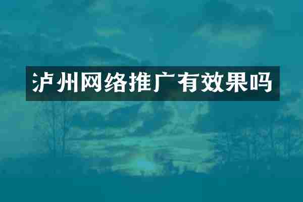 泸州网络推广有效果吗