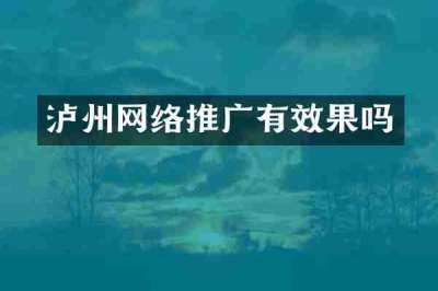泸州网络推广有效果吗