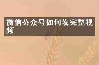 微信公众号如何发完整视频