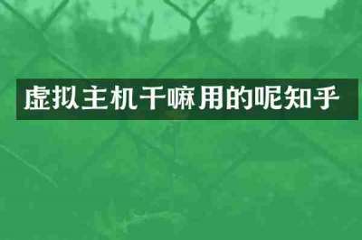 虚拟主机干嘛用的呢知乎