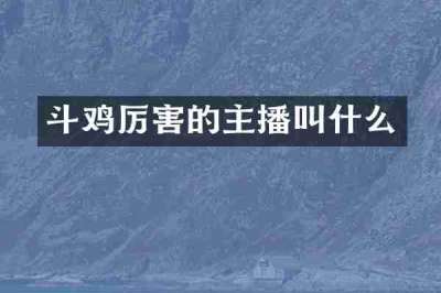 斗鸡厉害的主播叫什么