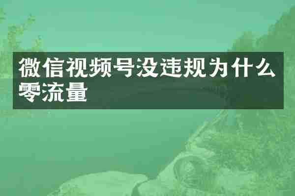 微信视频号没违规为什么零流量