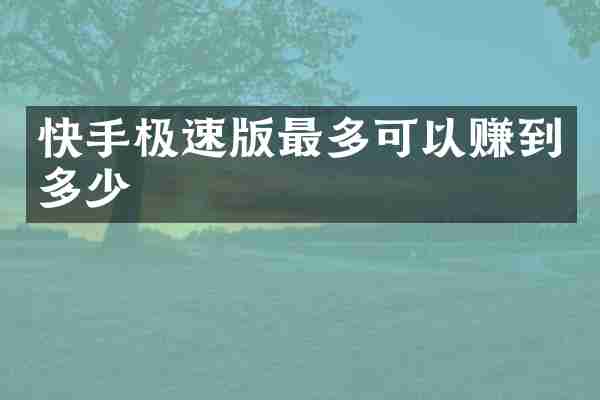 快手极速版最多可以赚到多少