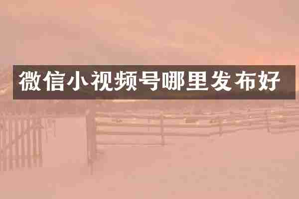 微信小视频号哪里发布好