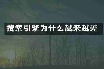 搜索引擎为什么越来越差