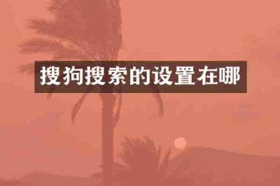 搜狗搜索的设置在哪