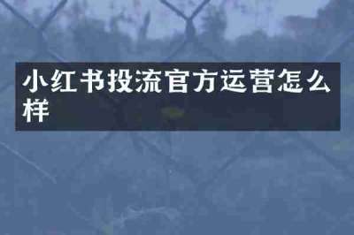 小红书投流官方运营怎么样