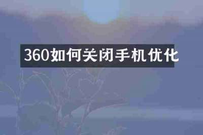 360如何关闭手机优化
