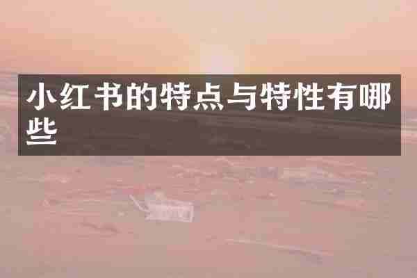 小红书的特点与特性有哪些