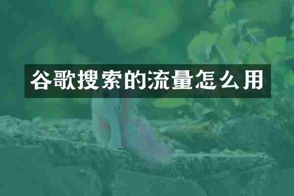 谷歌搜索的流量怎么用