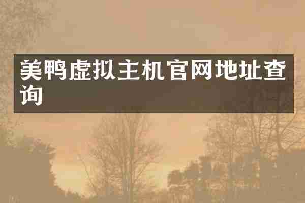 美鸭虚拟主机官网地址查询