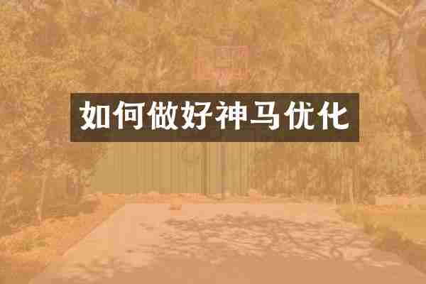 如何做好神马优化