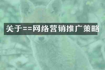 关于==网络营销推广策略