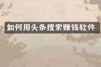 如何用头条搜索赚钱软件