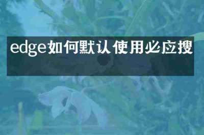 edge如何默认使用必应搜索