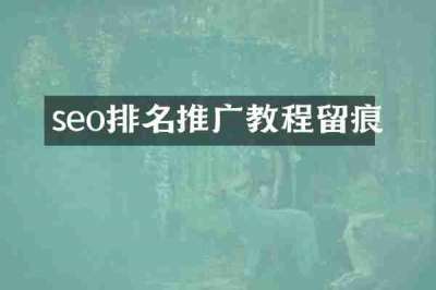 seo排名推广教程留痕