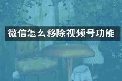 微信怎么移除视频号功能