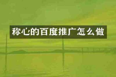 称心的百度推广怎么做
