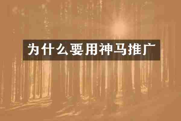 为什么要用神马推广
