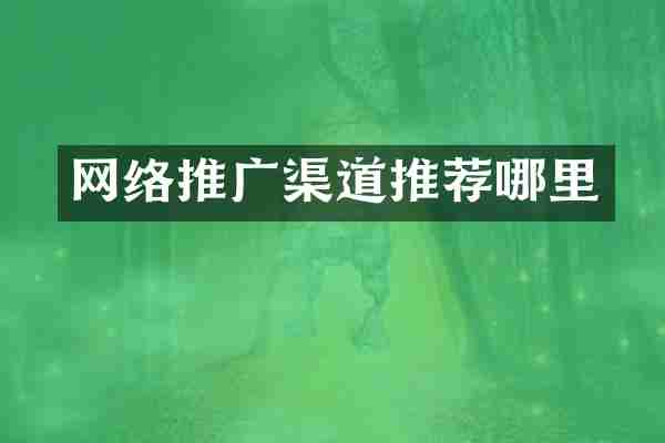 网络推广渠道推荐哪里