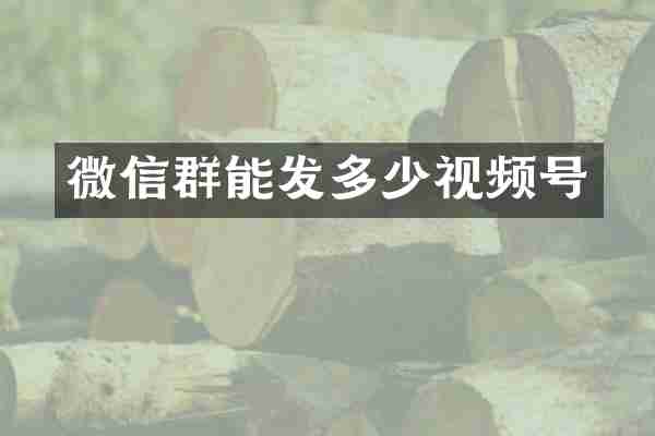 微信群能发多少视频号