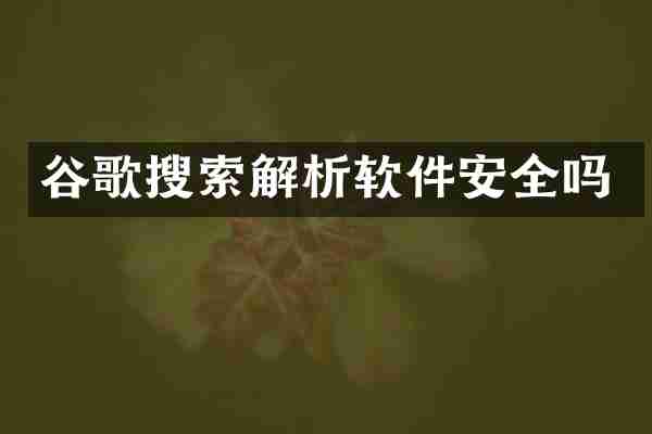 谷歌搜索解析软件安全吗
