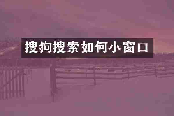搜狗搜索如何小窗口