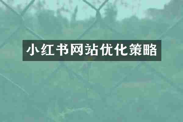 小红书网站优化策略