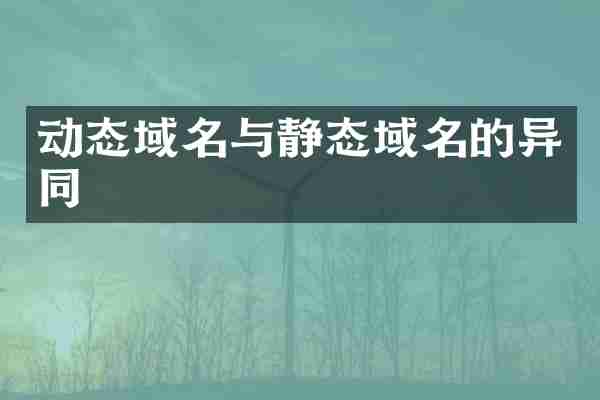 动态域名与静态域名的异同