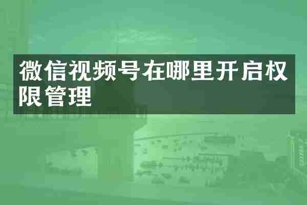 微信视频号在哪里开启权限管理
