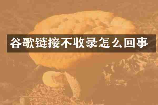 谷歌链接不收录怎么回事