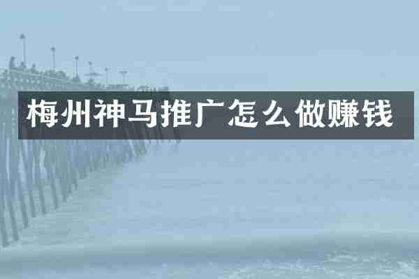 梅州神马推广怎么做赚钱