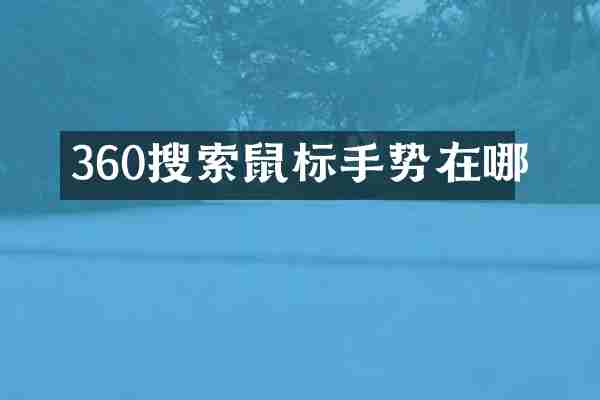 360搜索鼠标手势在哪