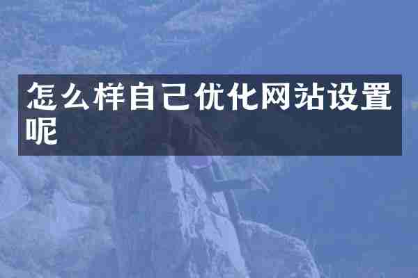 怎么样自己优化网站设置呢