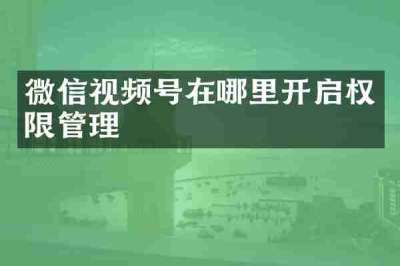 微信视频号在哪里开启权限管理
