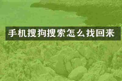 手机搜狗搜索怎么找回来