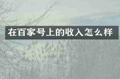 在百家号上的收入怎么样