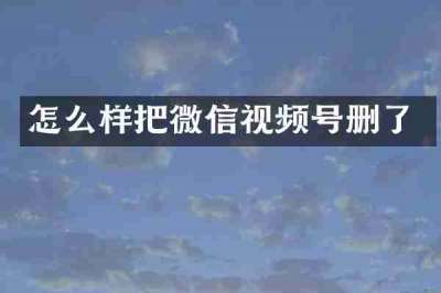 怎么样把微信视频号删了